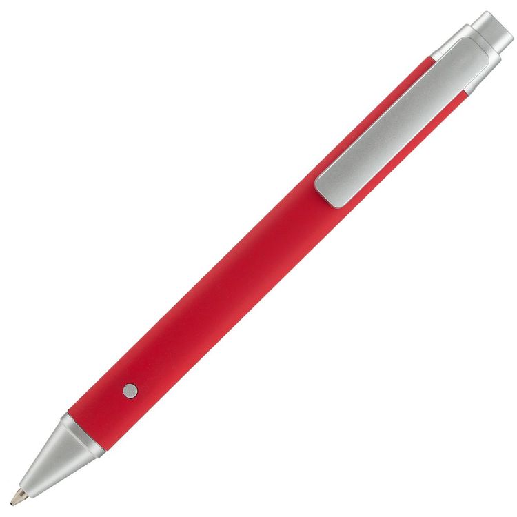 Ручка шариковая Button Up, красная с серебристым