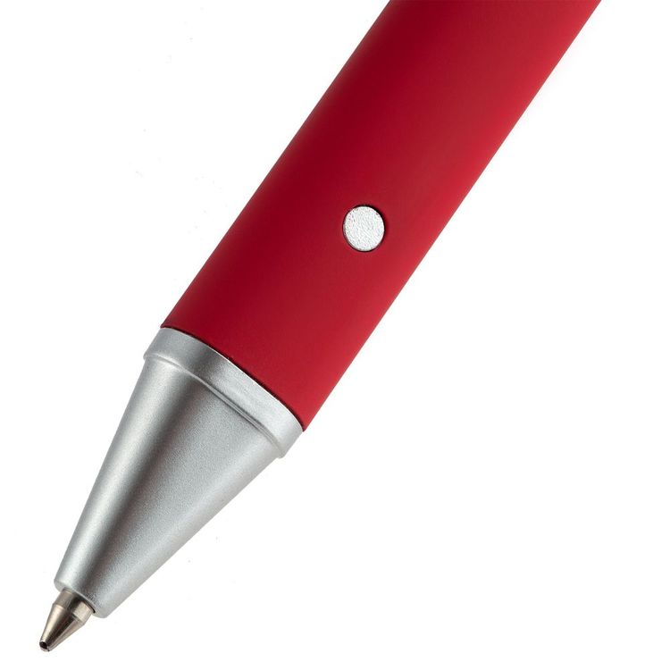 Ручка шариковая Button Up, красная с серебристым