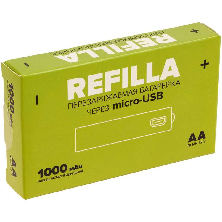 Набор перезаряжаемых батареек Refilla AA, 1000 мАч