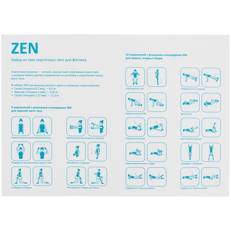 Набор эластичных лент для фитнеса Zen
