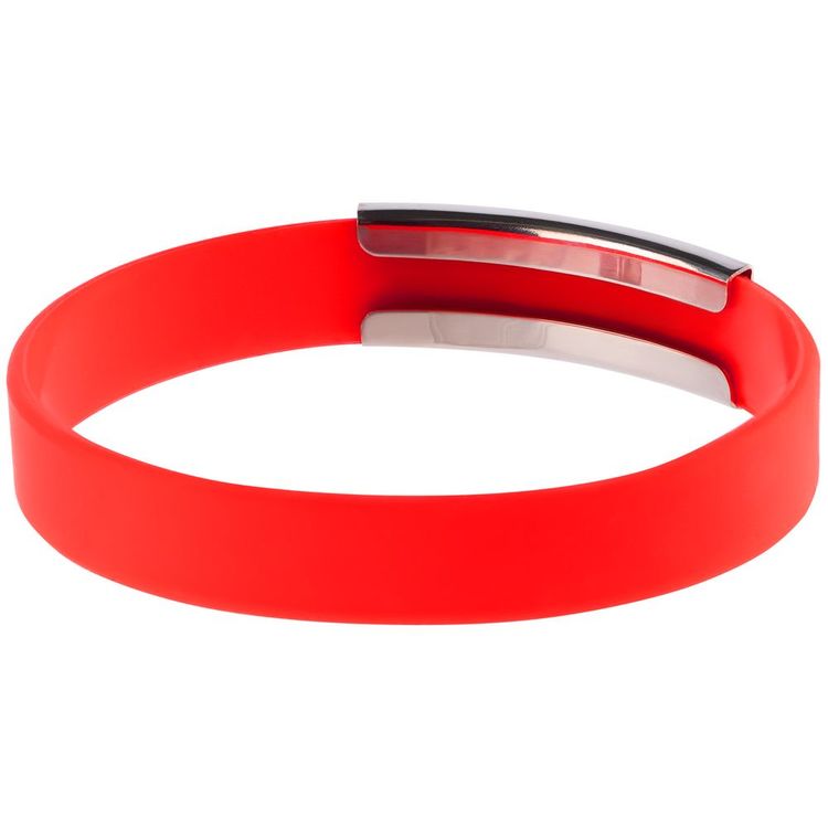 Силиконовый браслет Brisky с металлической шильдой, красный