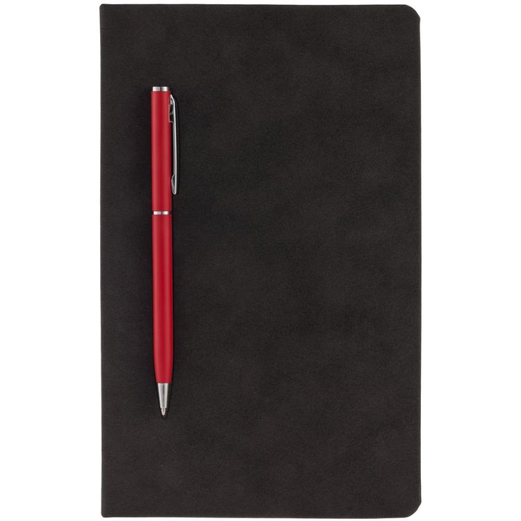 Блокнот Magnet с ручкой, черно-красный