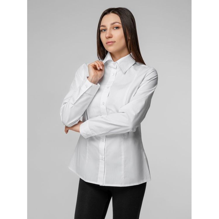 Рубашка женская с длинным рукавом Collar, белая, размер 62; 170-176