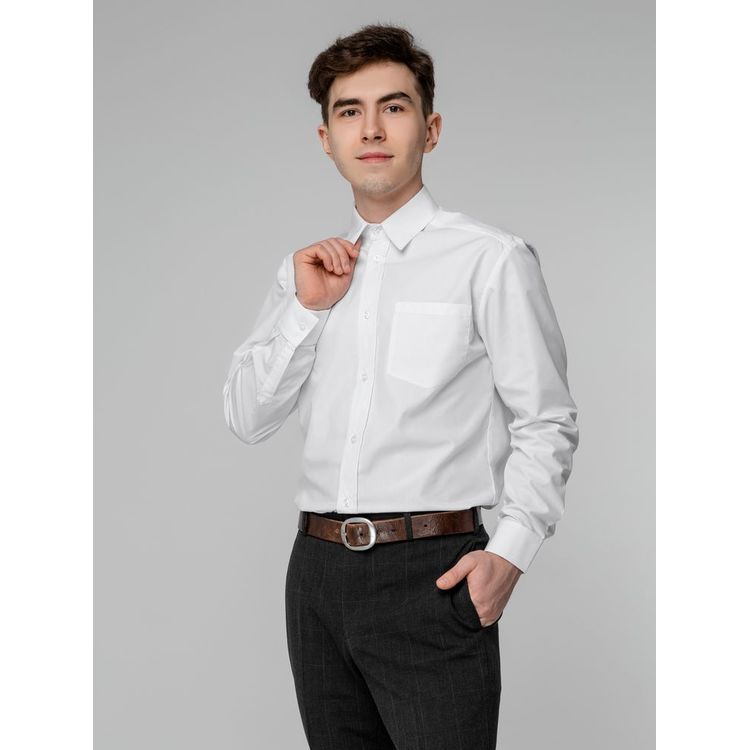 Рубашка мужская с длинным рукавом Collar, белая, размер 54; 176