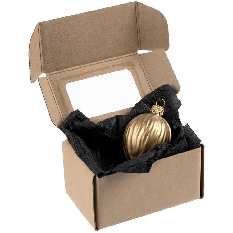 Елочная игрушка «Грецкий орех» в коробке, матовое золото