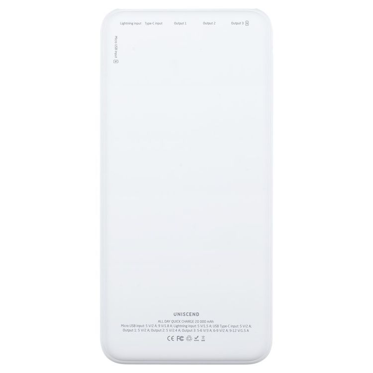 Внешний аккумулятор Uniscend All Day Quick Charge PD 20000 мAч, белый