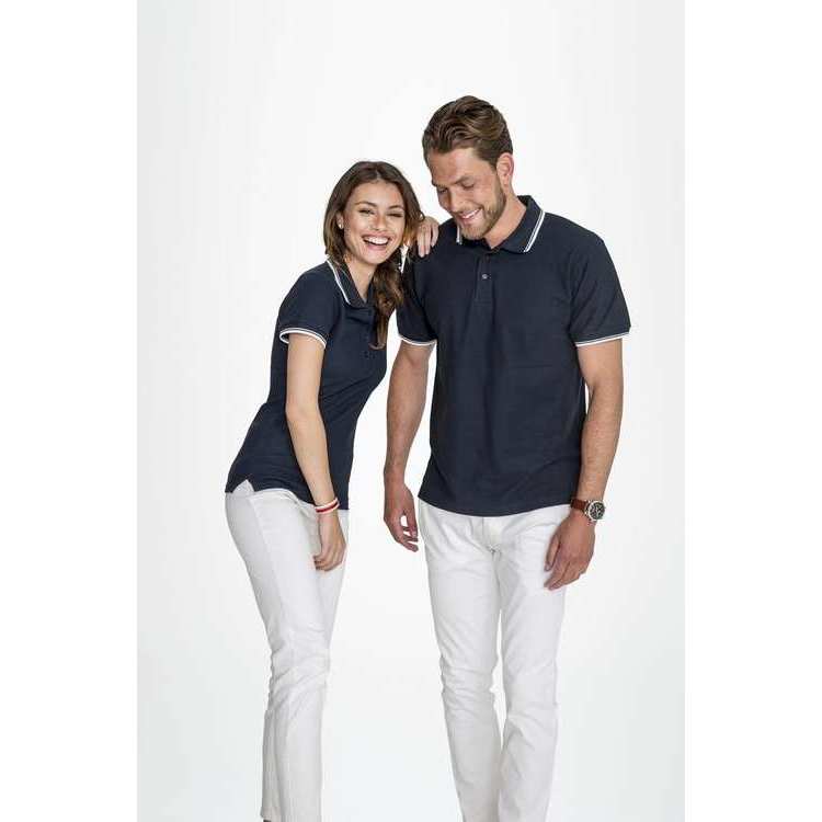 Рубашка поло мужская с контрастной отделкой PRACTICE 270, белый/темно-синий, размер M