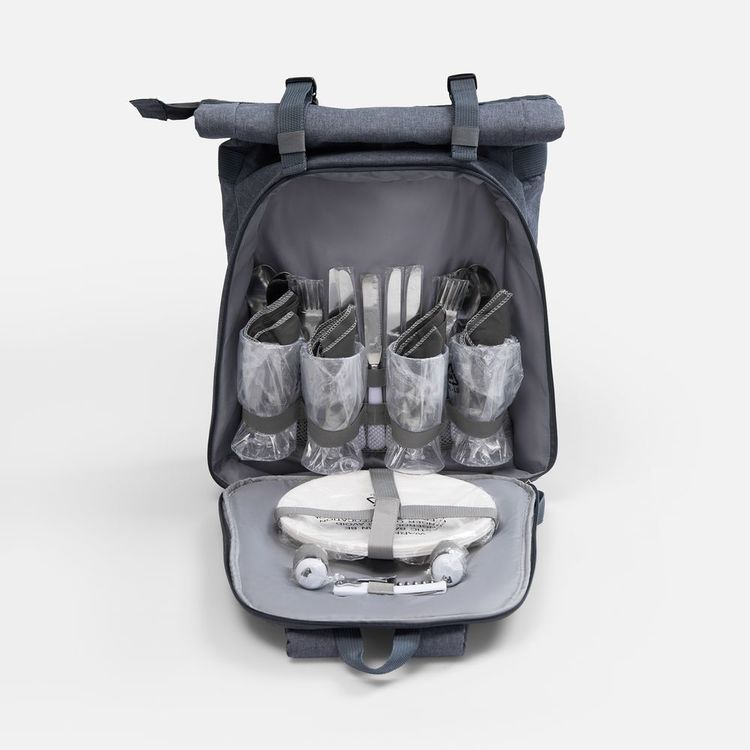 Набор для пикника Picnivo на 4 персоны, темно-серый меланж