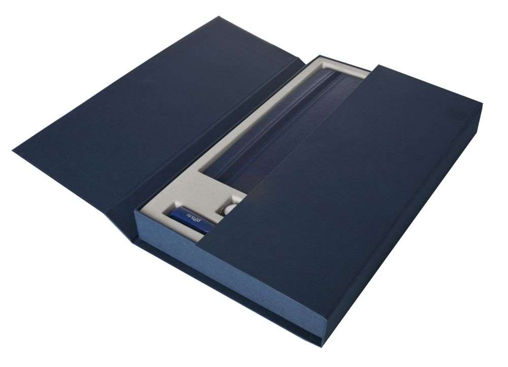 Коробка Three Part под ежедневник, флешку и ручку, синяя
