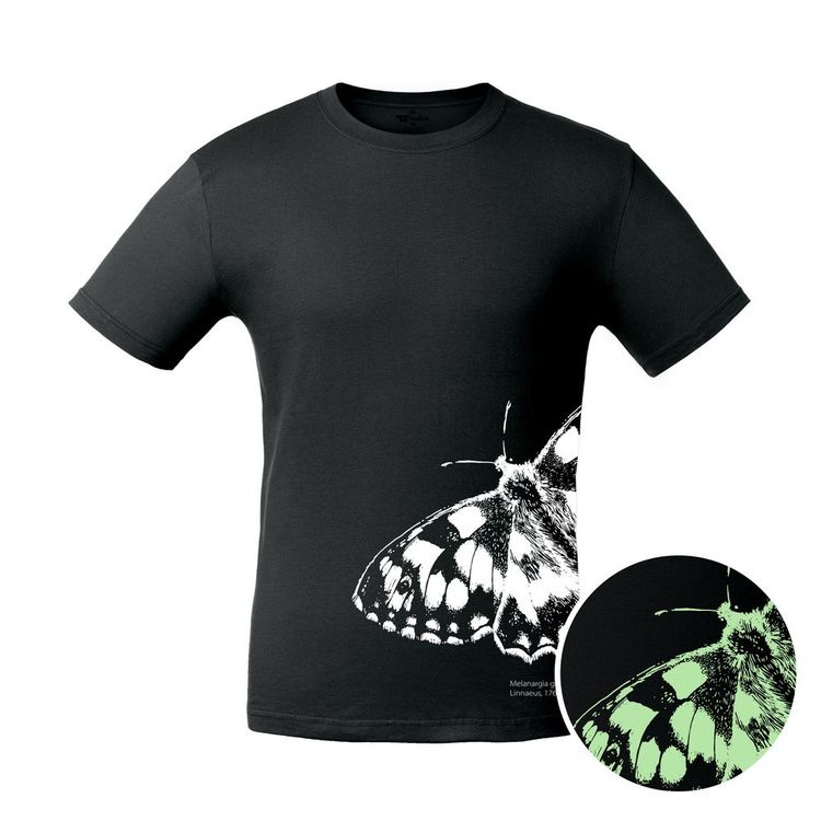 Футболка «Бабочка» со светящимся принтом, черная, размер S