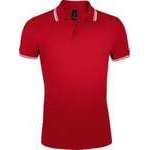 Рубашка поло мужская PASADENA MEN 200 с контрастной отделкой, красная с белым