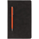 Блокнот Magnet с ручкой, черно-оранжевый