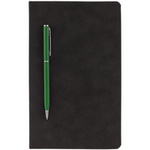 Блокнот Magnet с ручкой, черно-зеленый