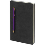 Блокнот Magnet Gold с ручкой, черно-фиолетовый