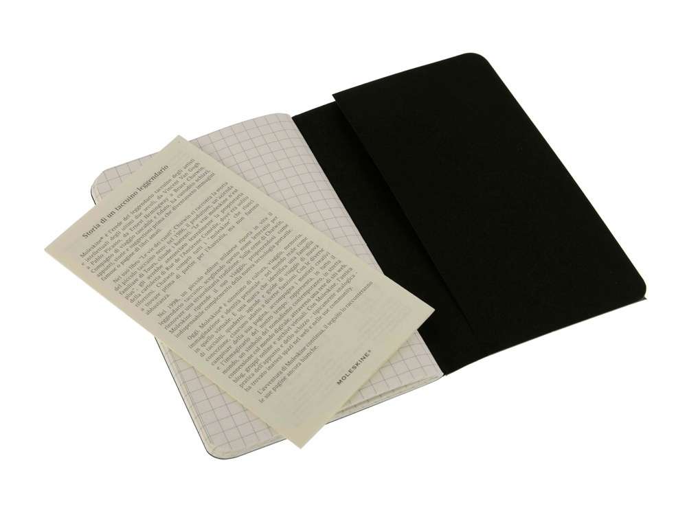 Записная книжка Moleskine Cahier (в клетку, 3 шт.), Pocket (9х14см), черный