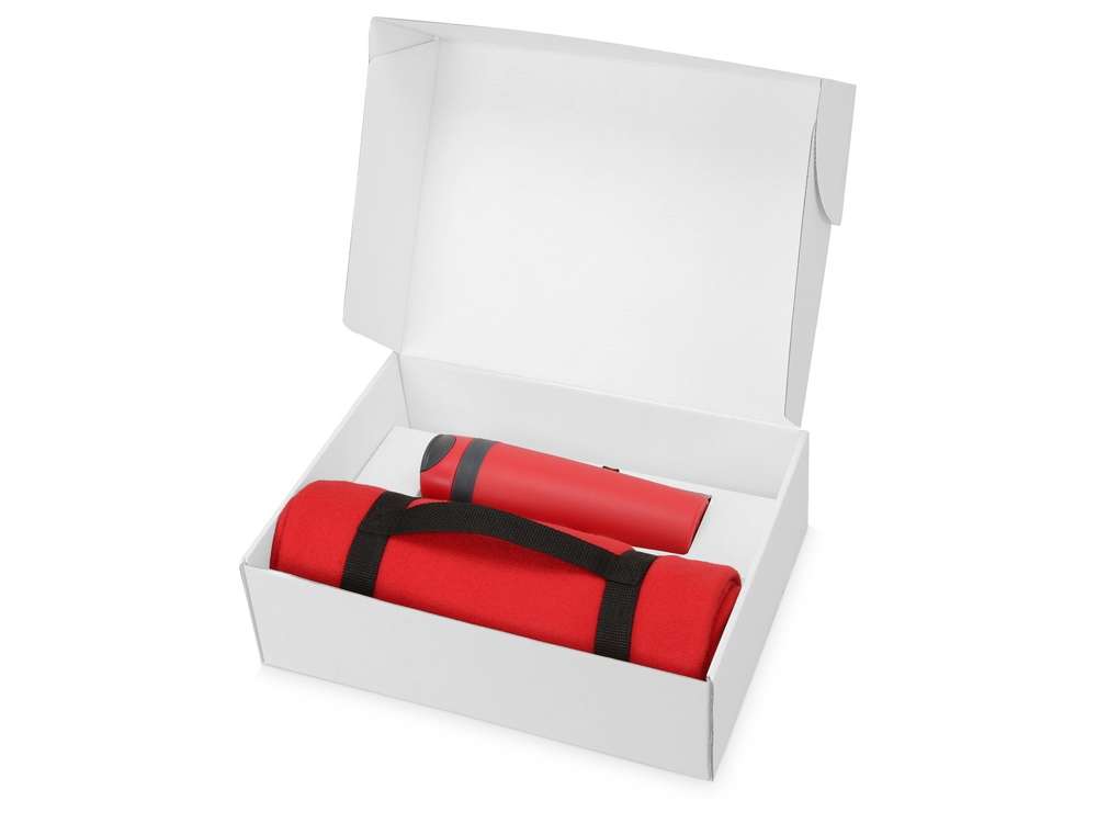 Подарочный набор Cozy с пледом и термокружкой, красный