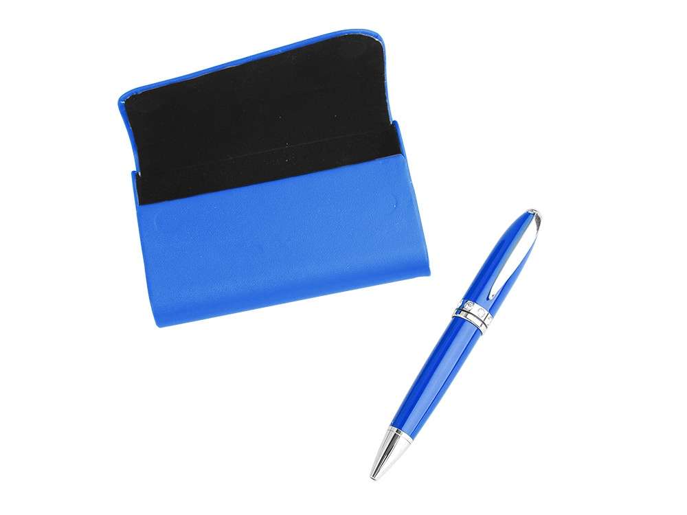 Набор Эстет: визитница, ручка шариковая, синий (Р)