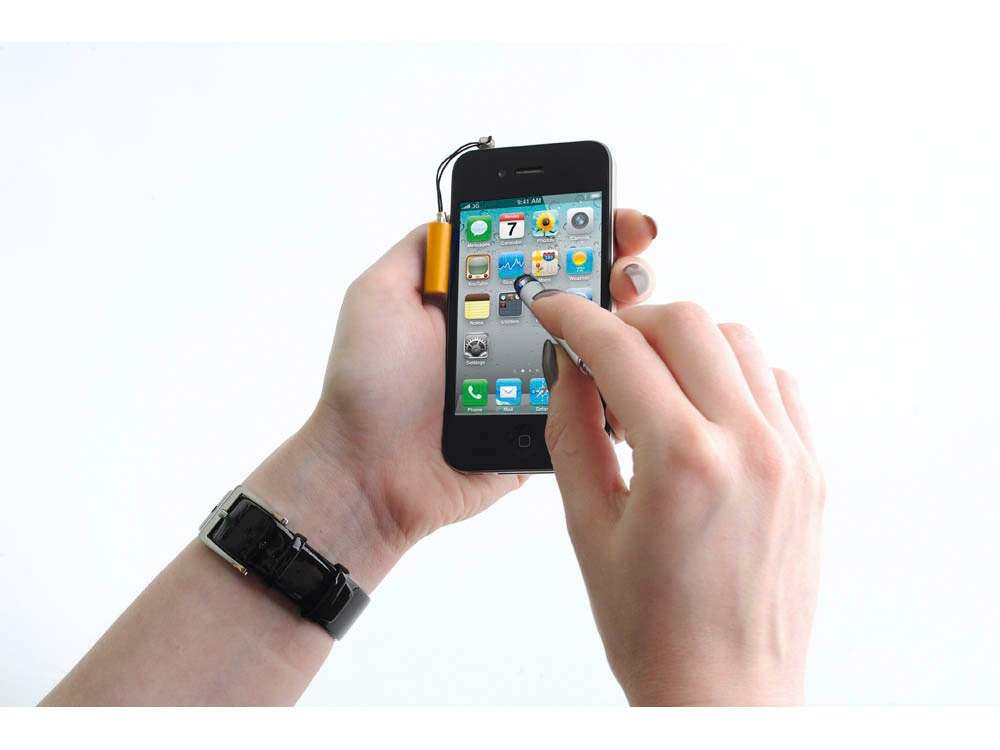 Ручка-подвеска на мобильный телефон со стилусом, серебристый/золотистый