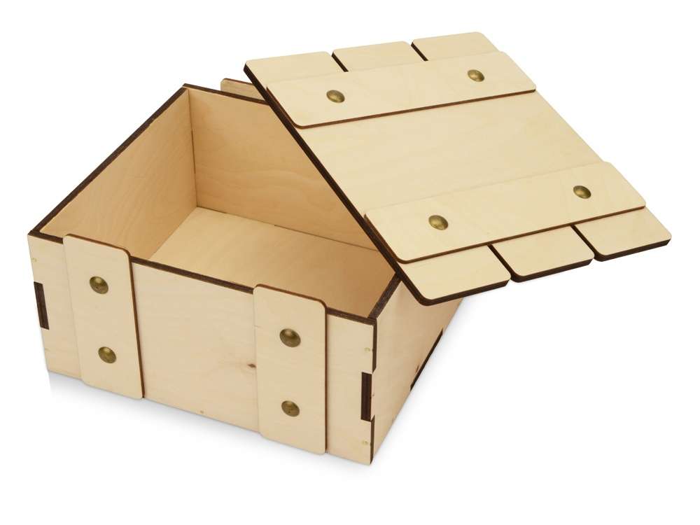 Деревянная подарочная коробка с крышкой Ларчик на бечевке