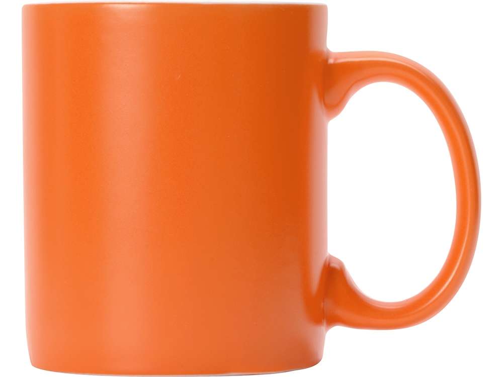 Матовая кружка Марко базовой формы, цветная снаружи, белая внутри, оранжевый